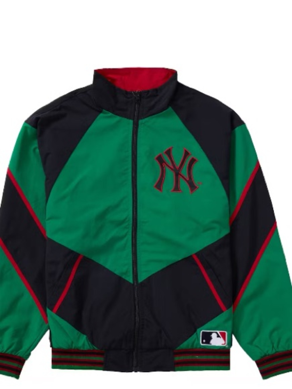 Supreme Green Black and Red NY Logo Track Windbreaker
